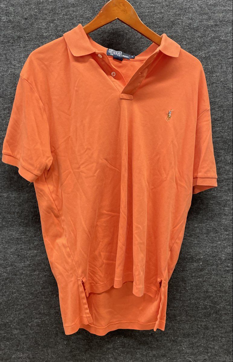 Vintage Polo Ralph Lauren Men's Orange Pique Short Sleeve Polo Shirt Sz M