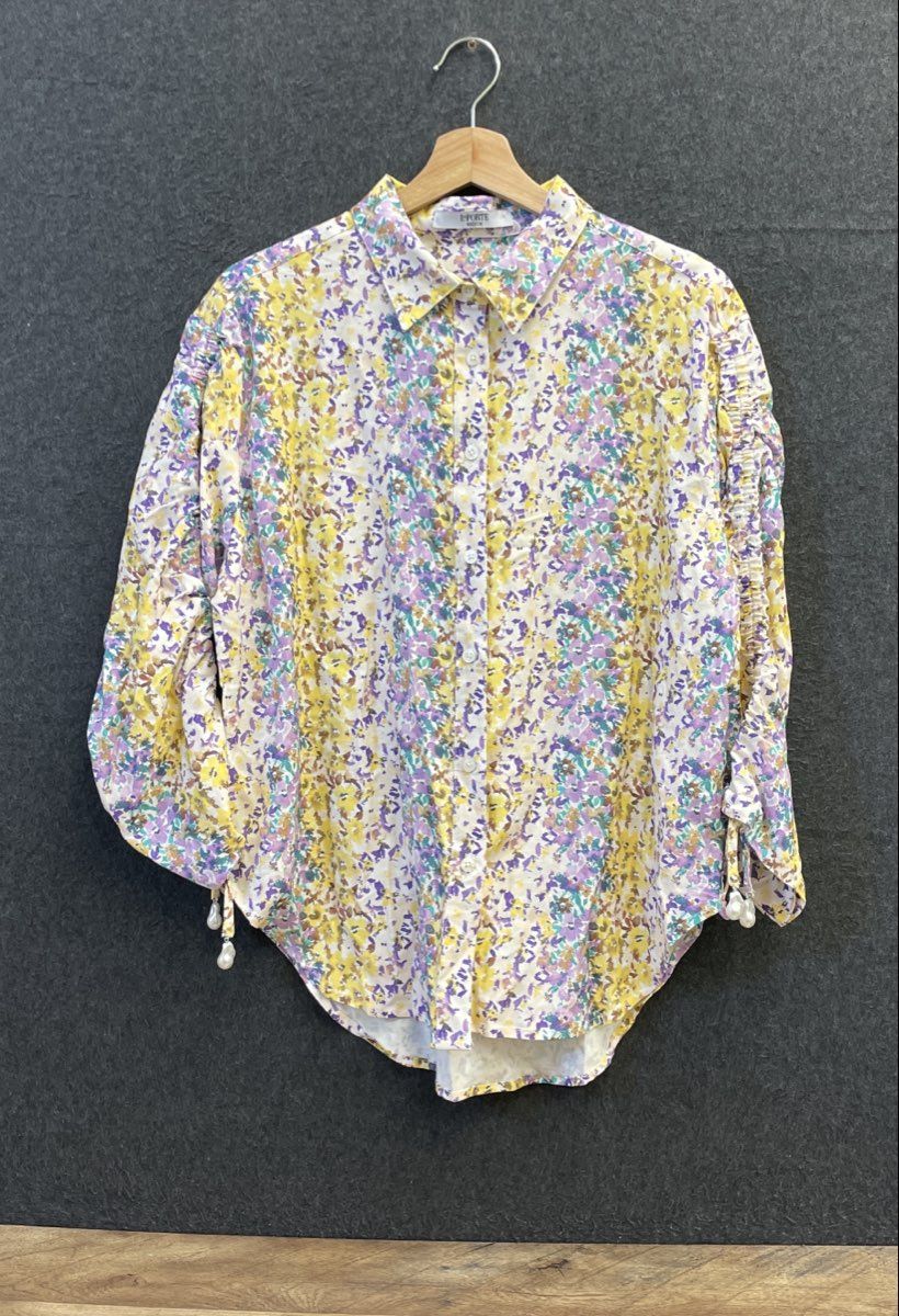 LaPorte Women's Gradient Floral Button Down Shirt NWT Multicolor Sz M