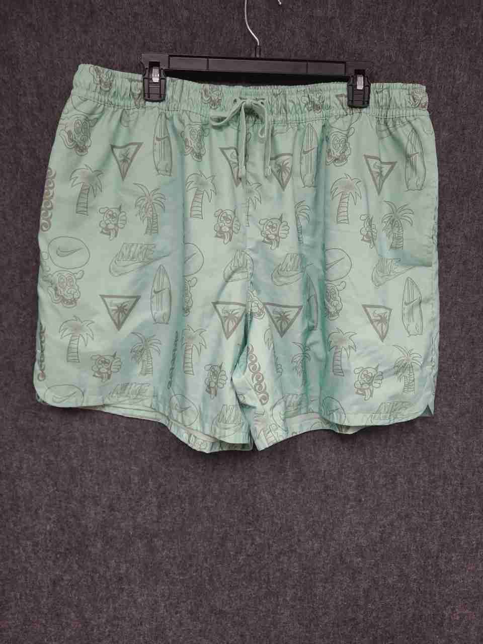 Nike Men's Mint Green Tropical Palm Tree Surfboard Print Swim Trunks Sz XXL
