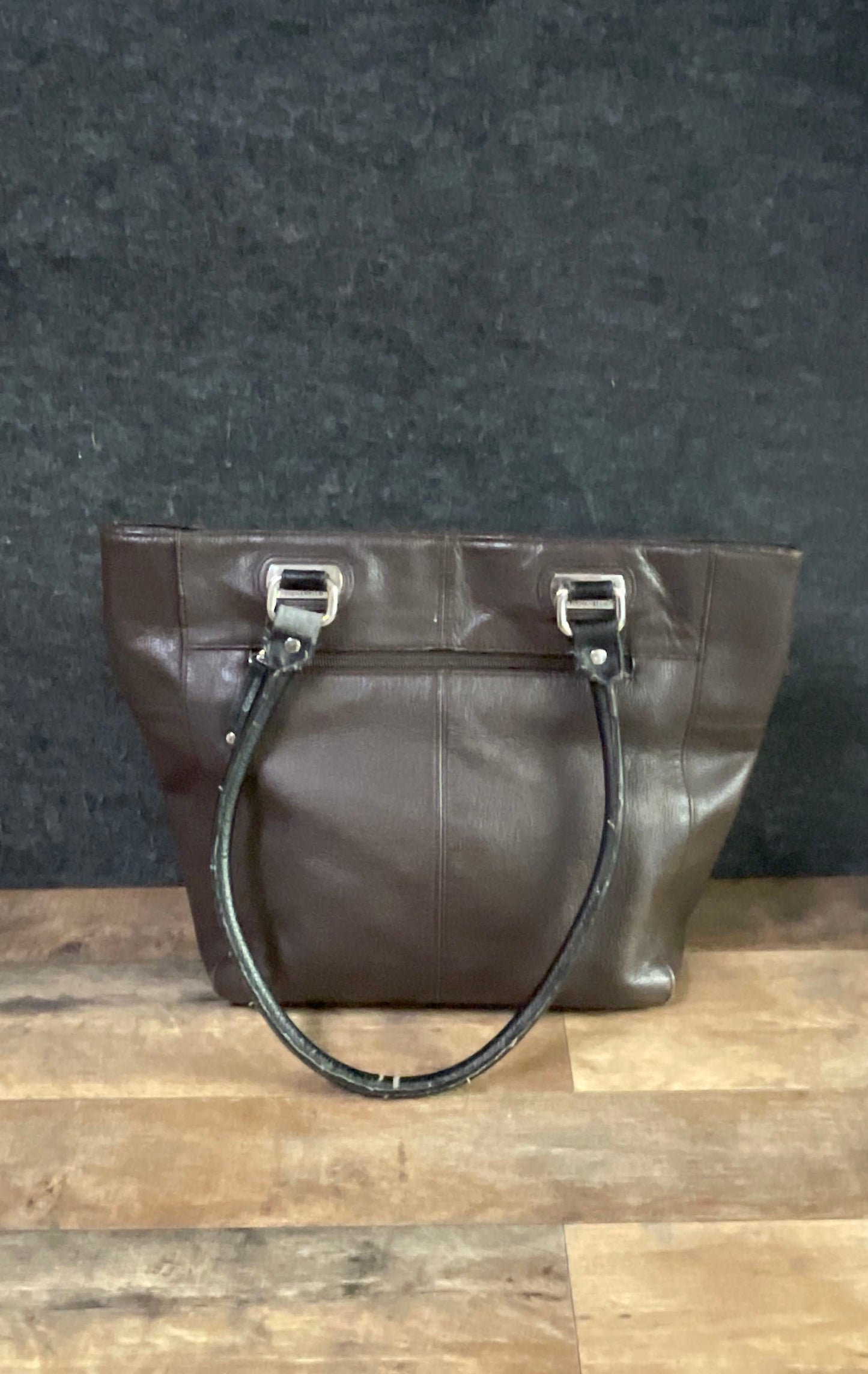 Tignanello Tote Handbag Lot of 2 Blue Paisley Brown Leather Silver Hardware