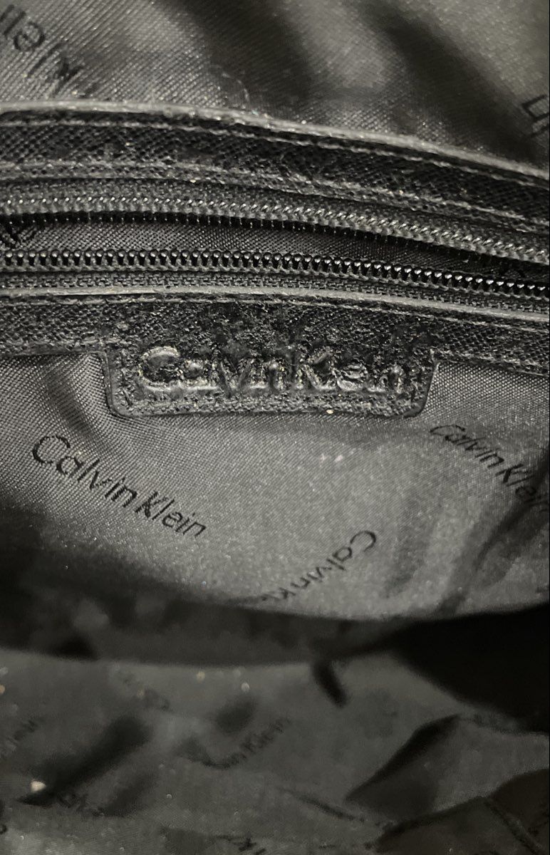 Calvin Klein Brown Black Leather Patchwork Satchel Handbag Gold Hardware