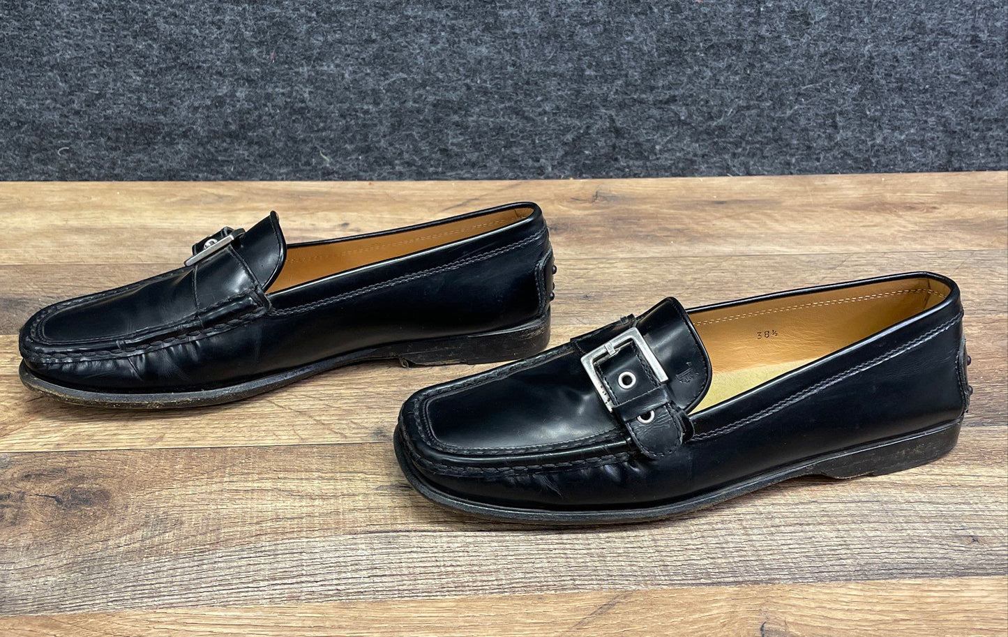 Tod's Black Leather Buckle Loafers Women's Size 38.5
