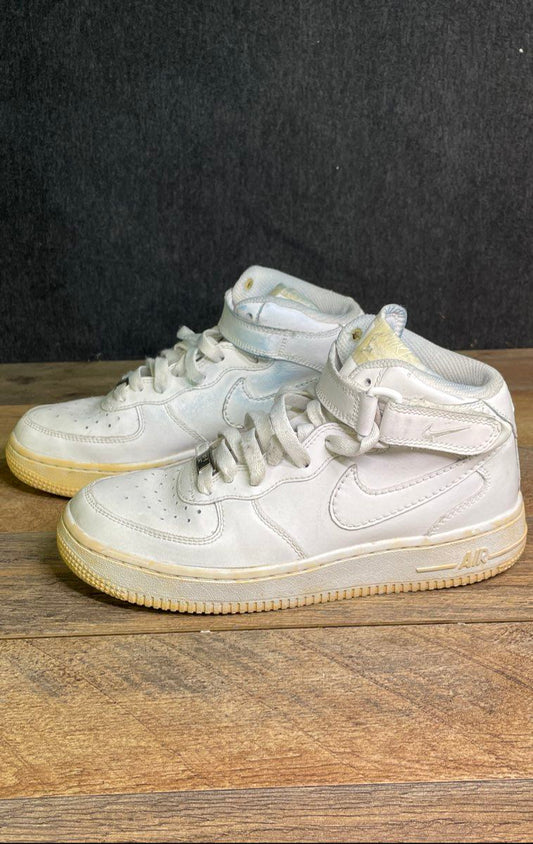 Vintage 2000s Nike Air Force 1 Mid White Leather Sneakers Size 5Y