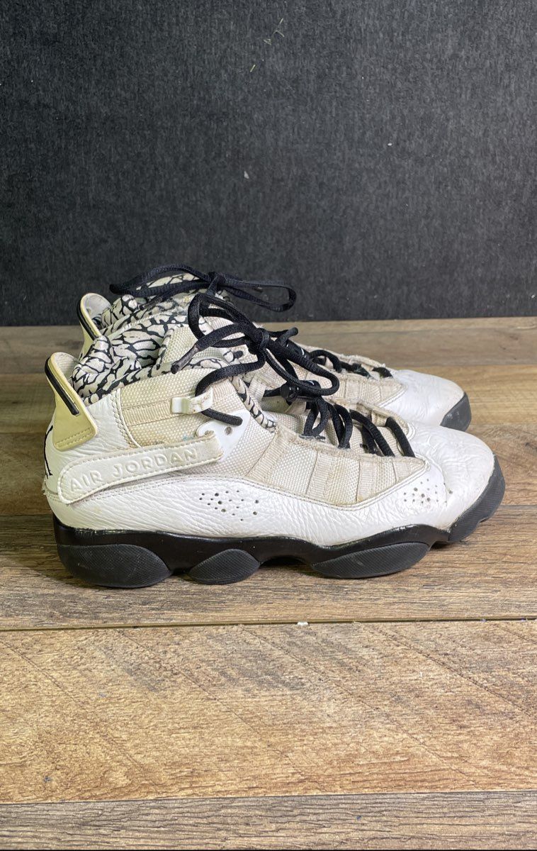 Nike Air Jordan 6 Rings Motorsport White Black Youth Sneakers Size 5.5Y