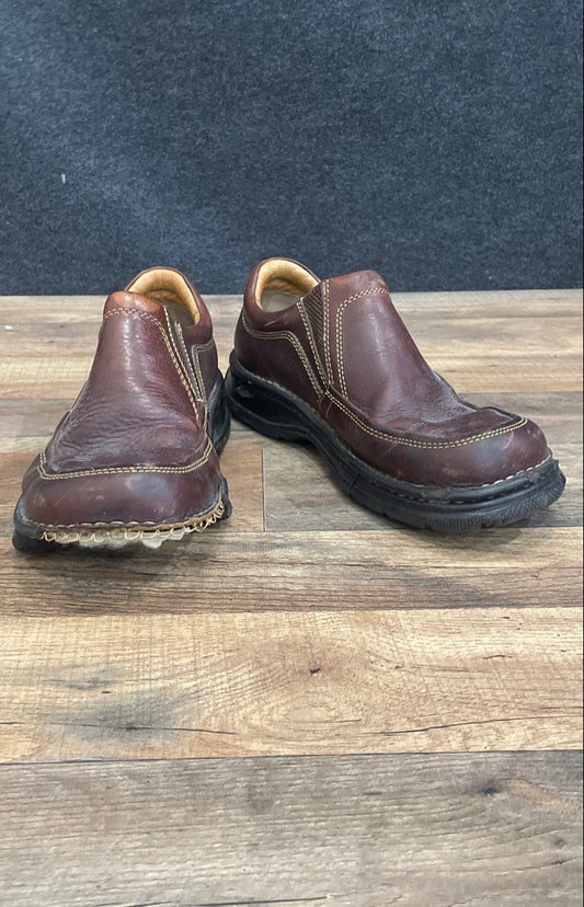 Born B6093 Dark Brown Leather Slip On Dress Shoes Loafers Men's Size 10
