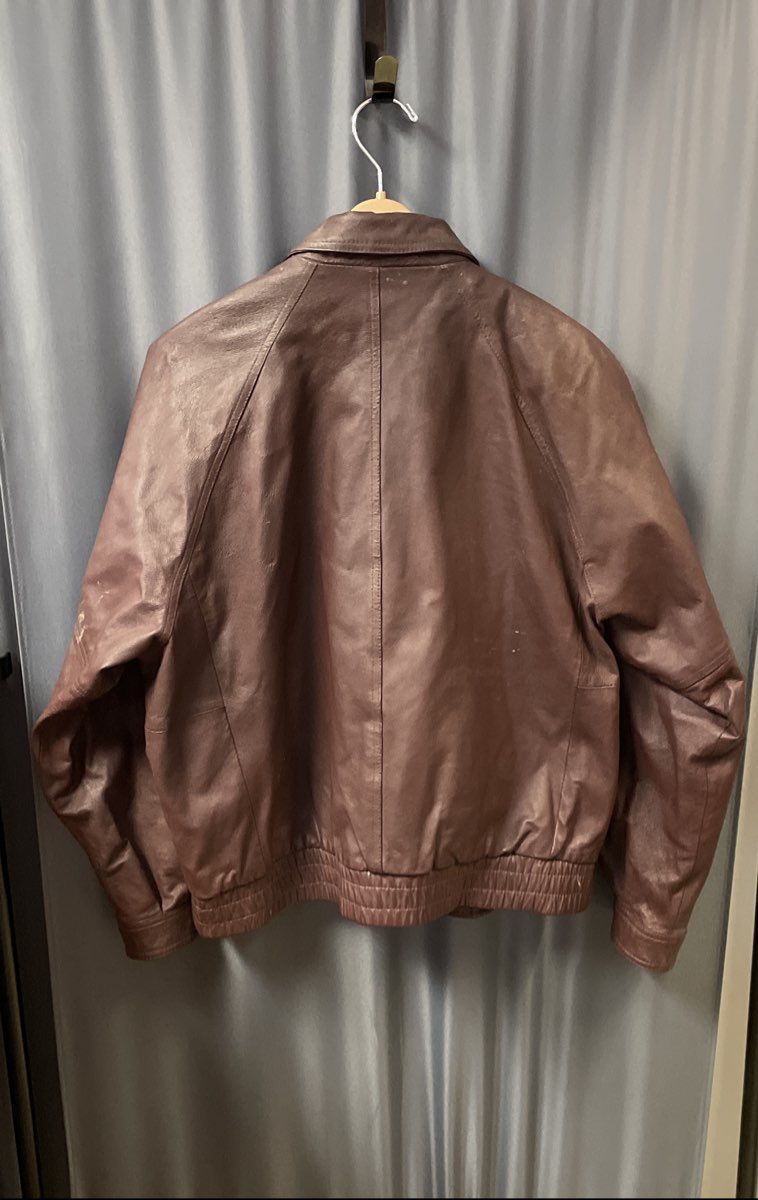 Vintage 90s Wilsons Men's Brown Leather Bomber Jacket Size 46