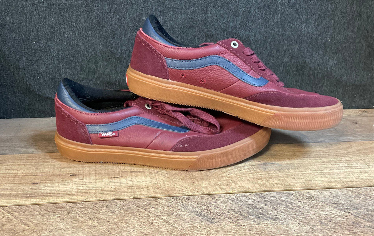 Vans Gilbert Crockett Pro Burgundy Navy Blue Gum Skate Shoes Size 7.5