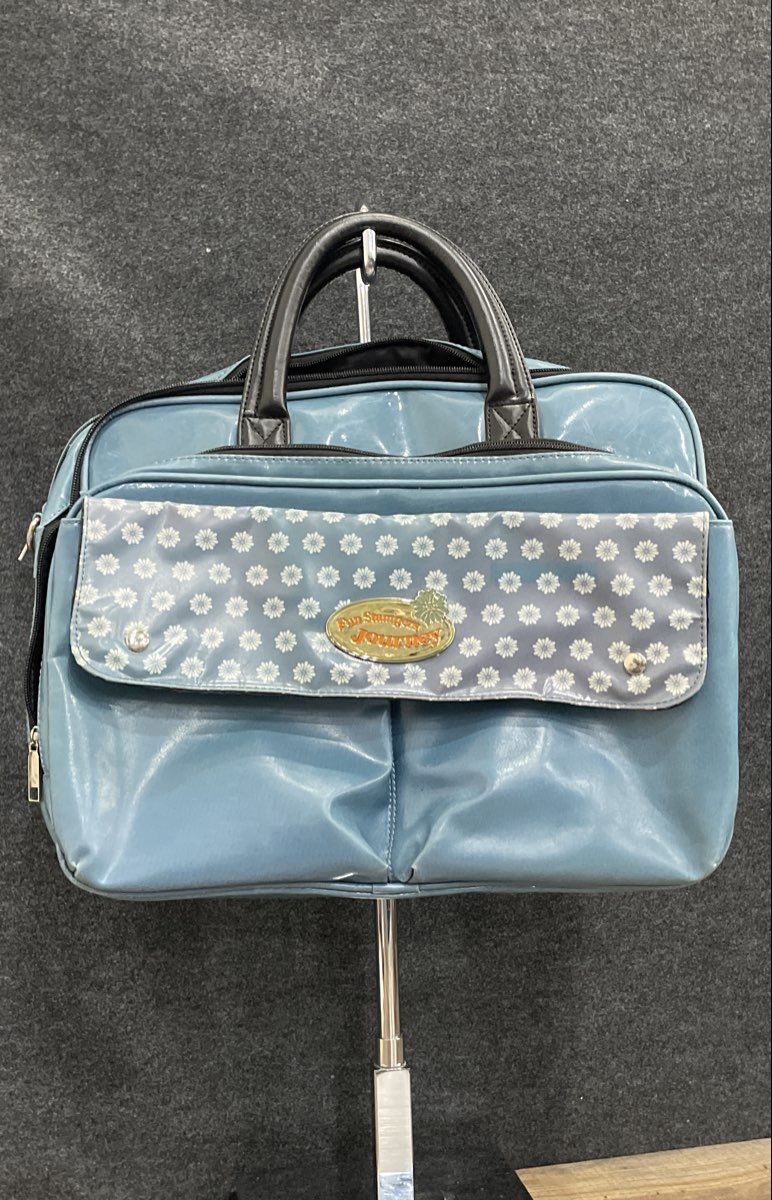 Fun Stampers Journey Blue Daisy Print Latex Handbag Large Tote Bag