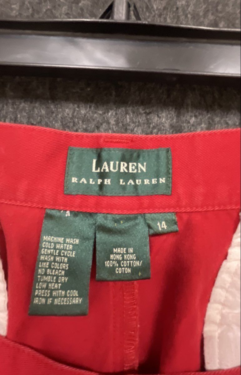 Lauren Ralph Lauren Women's Red Cotton Chino Shorts Vintage 90s Sz 14