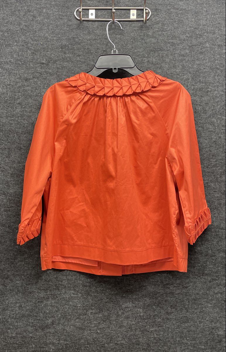 Simply Chloe Dao Women's Orange Cotton Pleated Collar Swing Jacket Sz XL