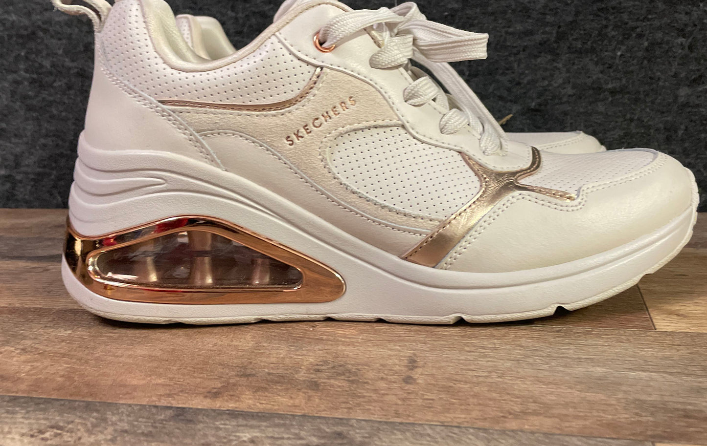 Skechers Uno Prime Off White Rose Gold Fashion Sneakers Women's Size 10