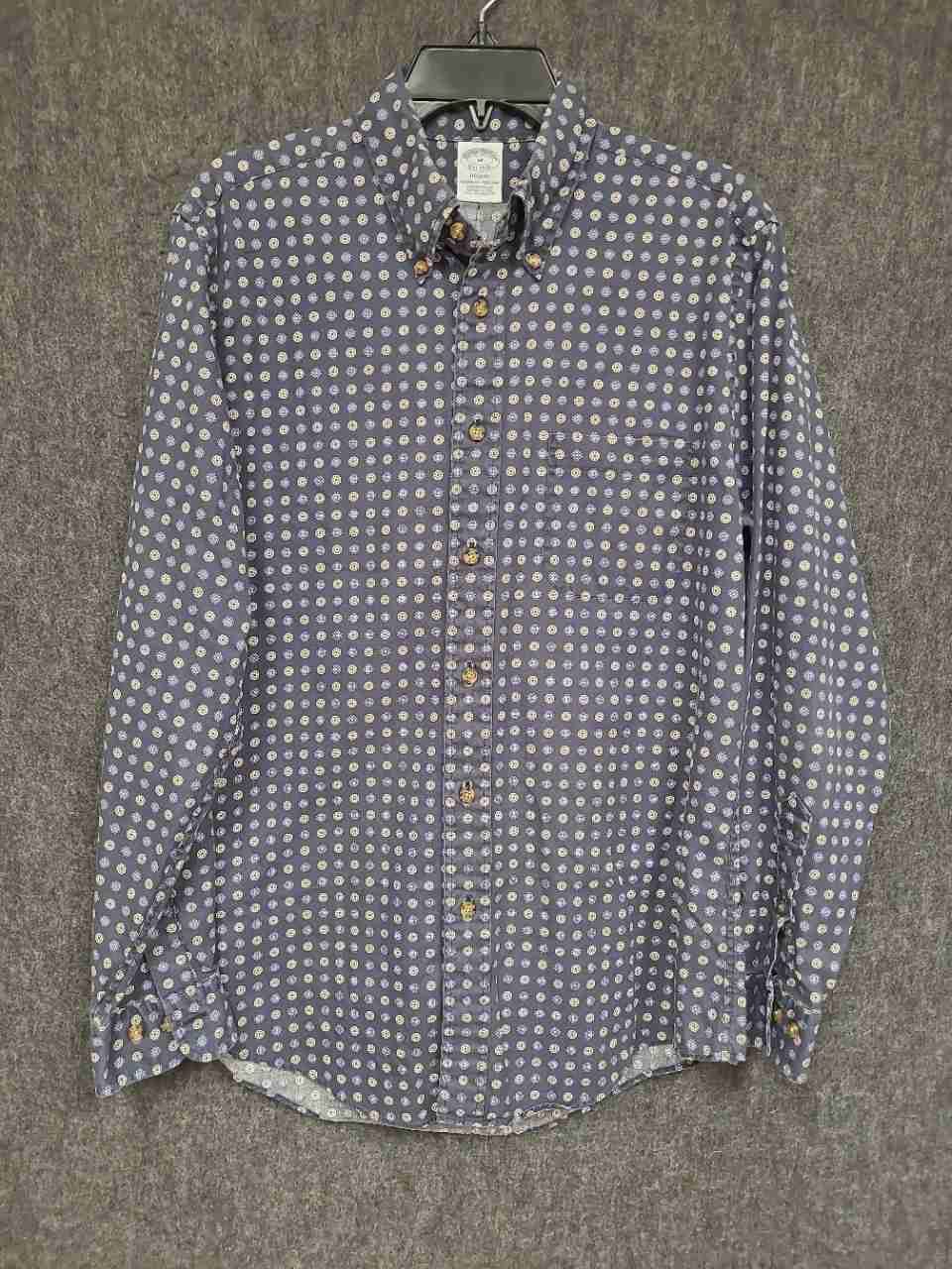 Brooks Brothers Men's Blue Geometric Supima Cotton Polo Shirt Size M