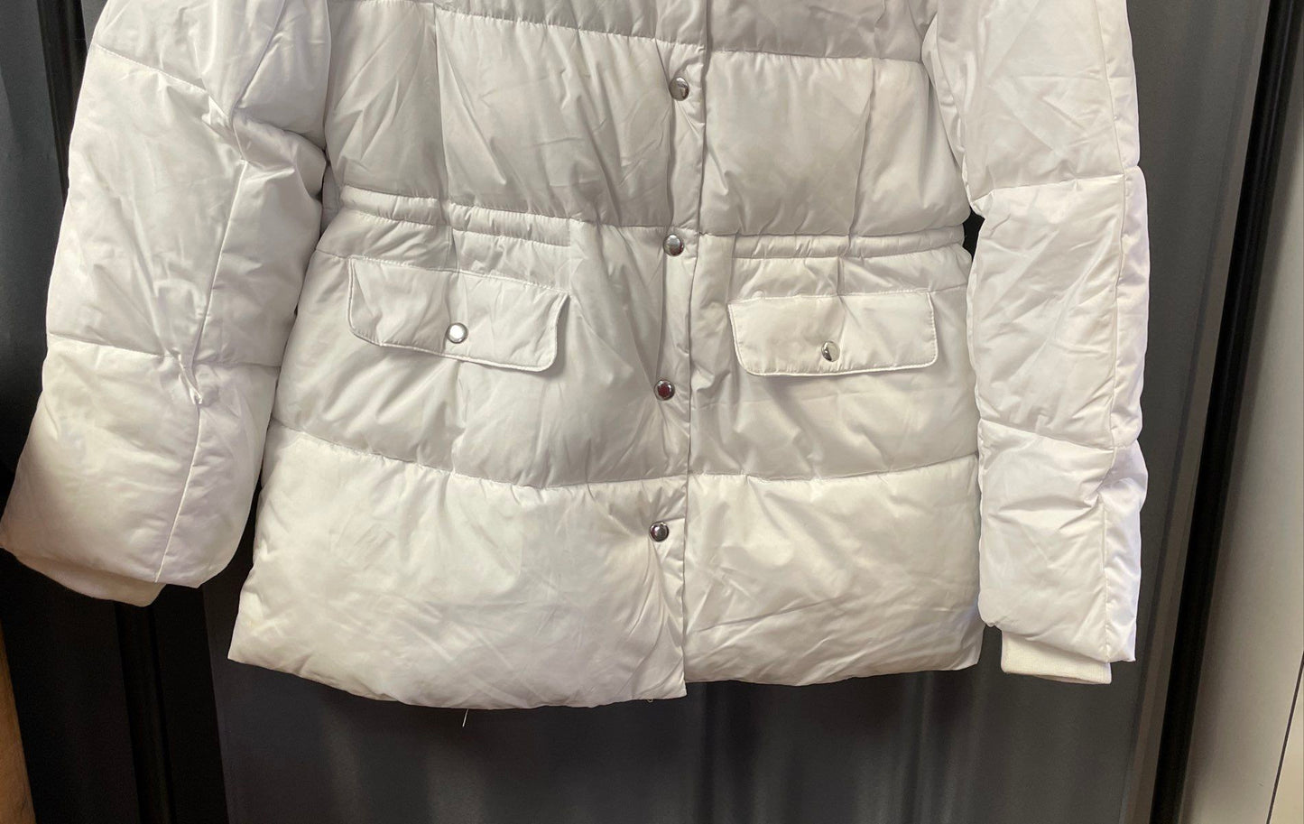 J. Crew Women's White Signature Puffer Jacket Hooded Water-Repellent Size S