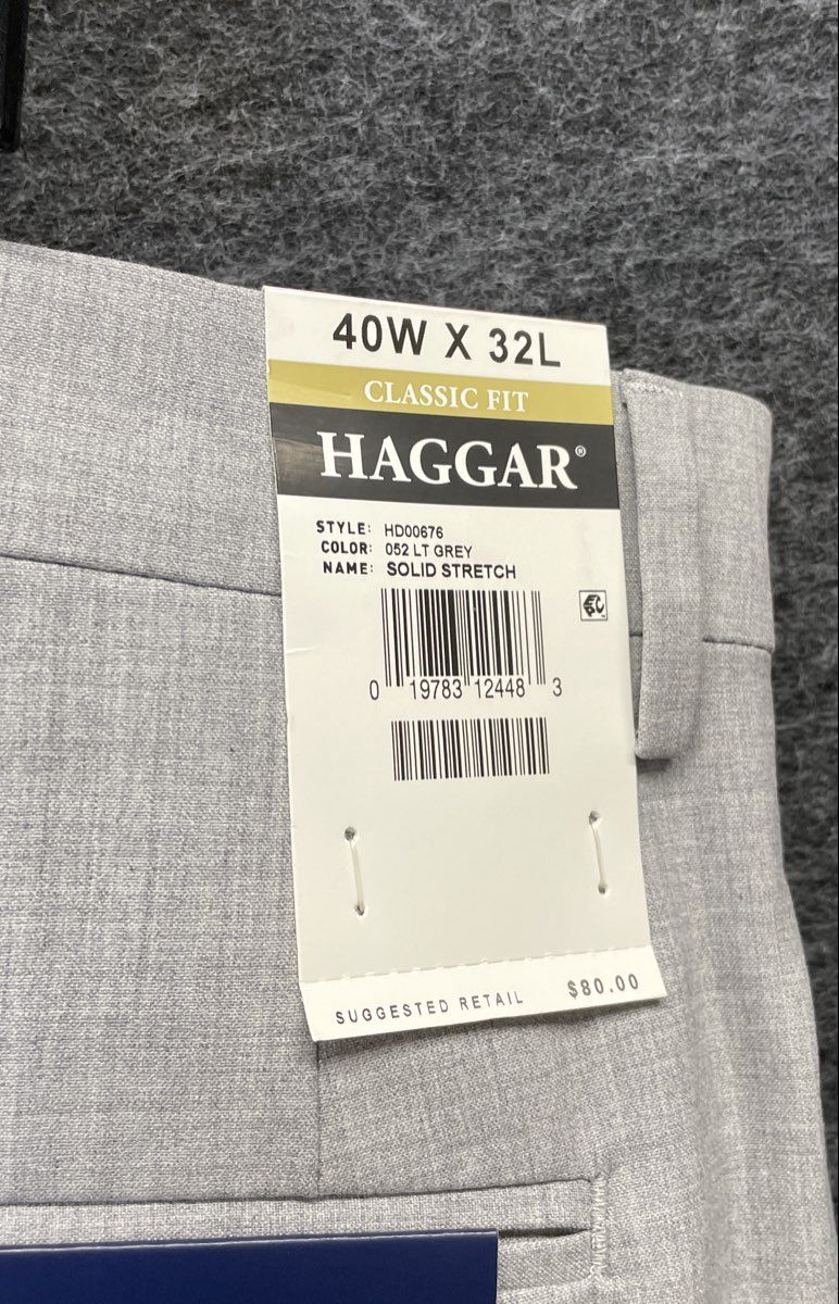 J.M. Haggar Men's Light Grey Premium Flex Classic Fit Dress Pants 40x32 NWT