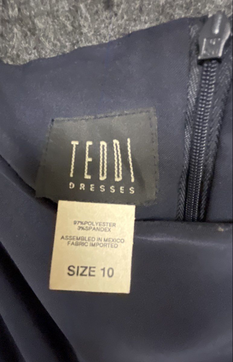 Vintage Y2K Teddi Women's Dress Navy Blue Americana Flag Star NWT Sz 10