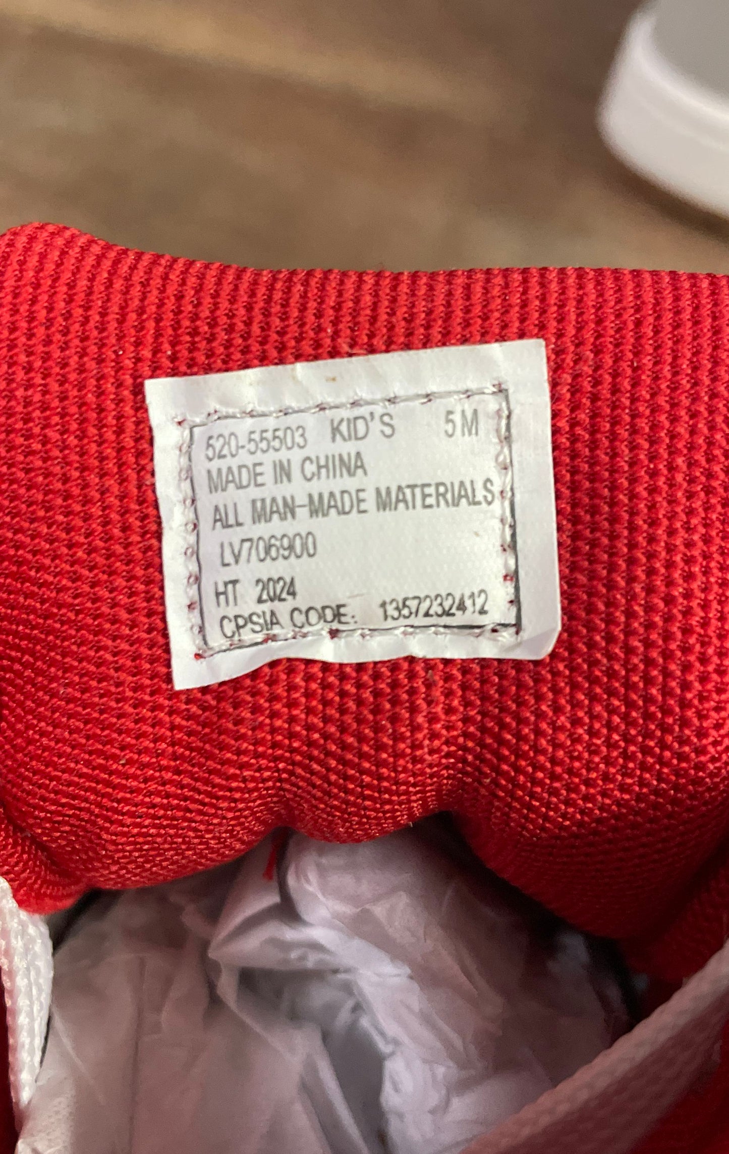 Levi's Youth White Grey Red High Top Court Sneakers Size 5M