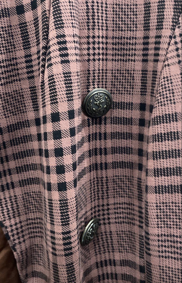 Torrid Women's Brown Black Plaid Double Breasted Studio Blazer Jacket Size 0