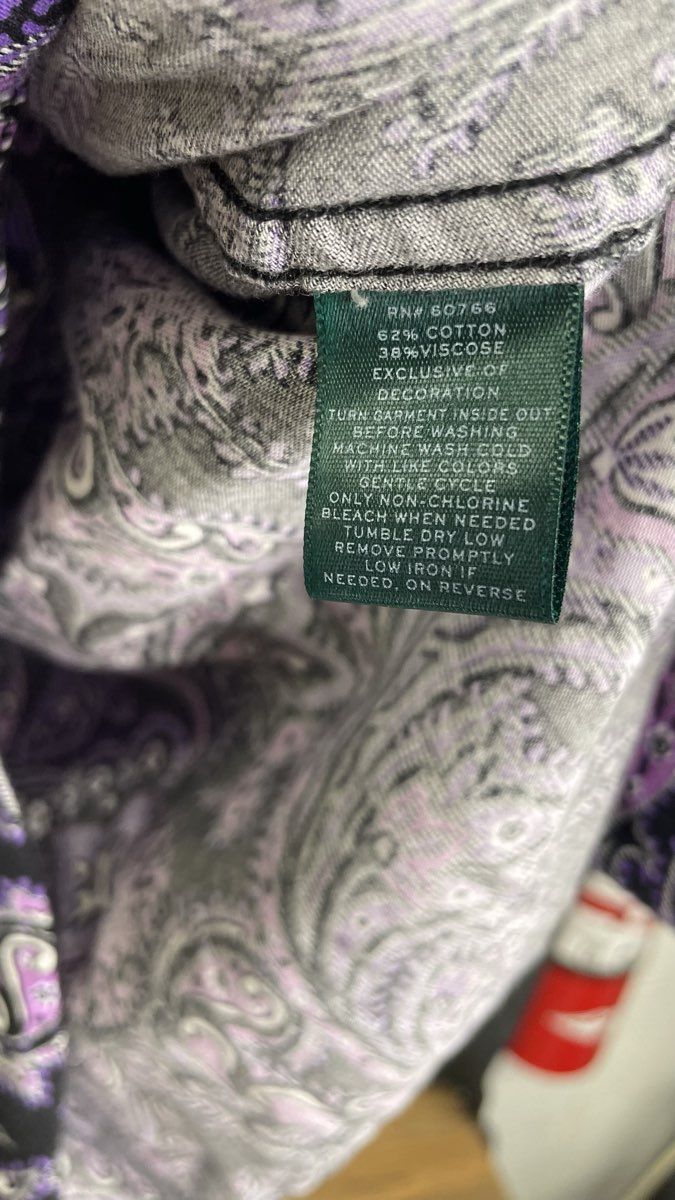 Lauren Ralph Lauren Women's Purple Paisley Pajama Top Button Up Cotton Sz S