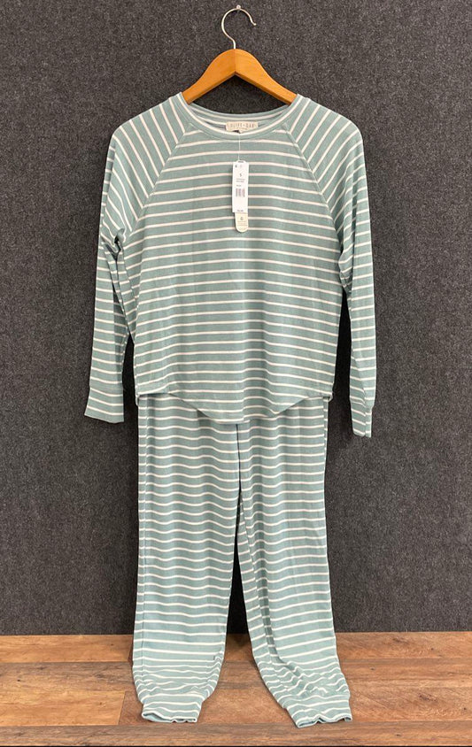 Olive & Oak Women's Sleepwear Pajama Set Sage Stripe NWT 2pc Long Sleeve Sz S
