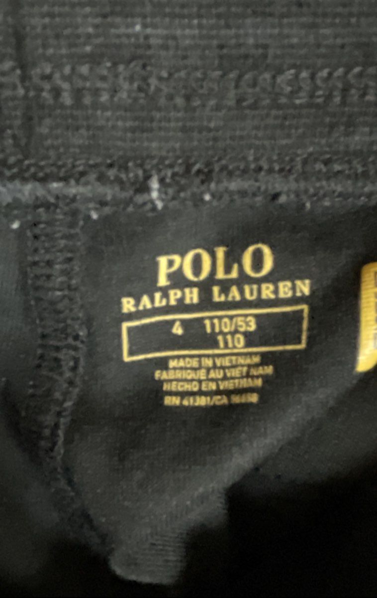 Polo Ralph Lauren Kids Black Cotton Blend Drawstring Logo Joggers Sz 4