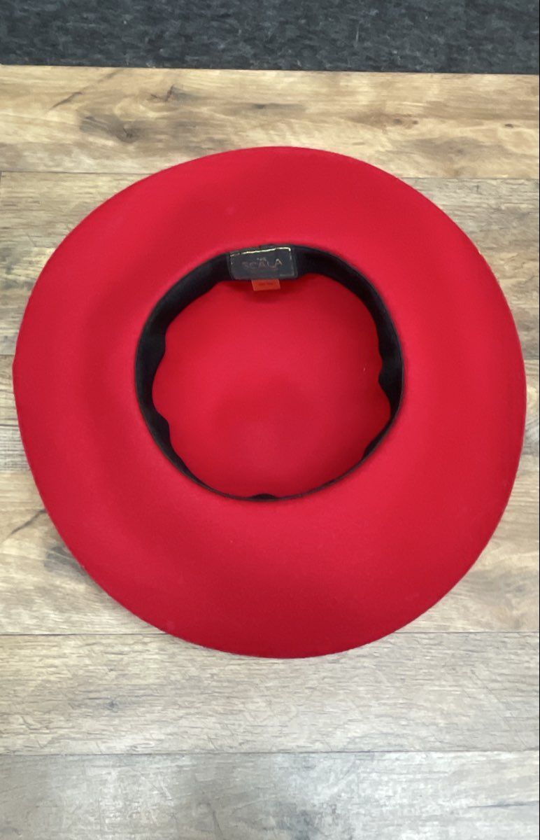Scala Women's Red 100% Wool Wide Brim Floppy Dress Hat One Size