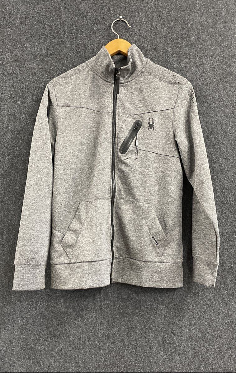Spyder Men's Gray Full Zip ProWeb Performance Active Fleece Jacket Sz M