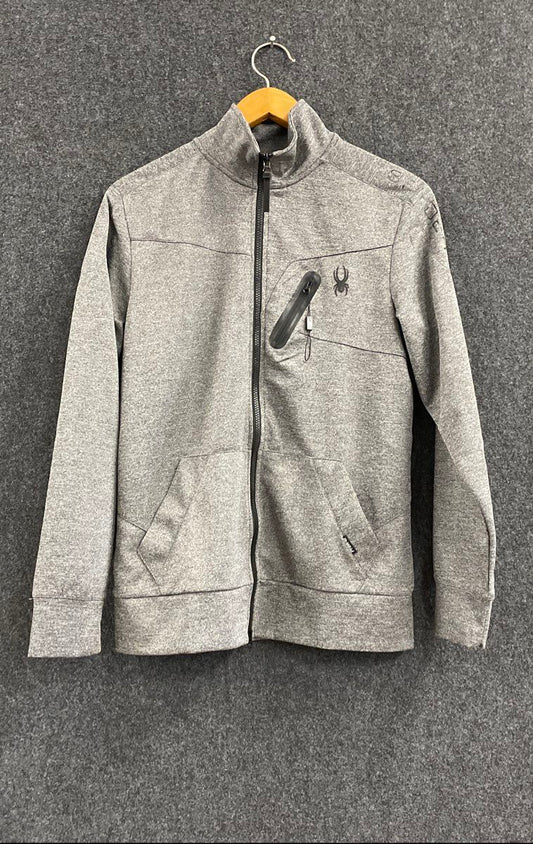 Spyder Men's Gray Full Zip ProWeb Performance Active Fleece Jacket Sz M