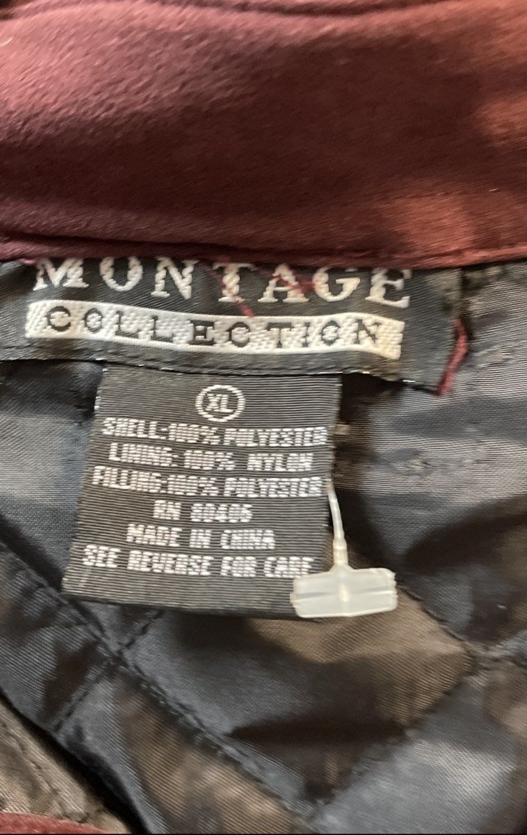 Vintage Y2K Montage Collection Men's Burgundy Faux Suede Shirt Jacket XL NWT