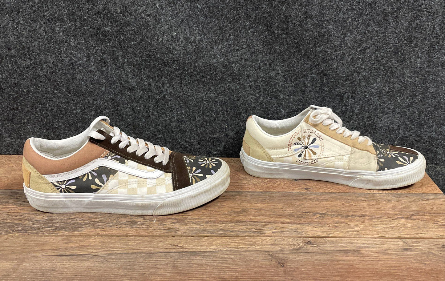 Vans Old Skool Patchwork Brown Tan Floral Low Top Sneakers Men 6.5 Women 8