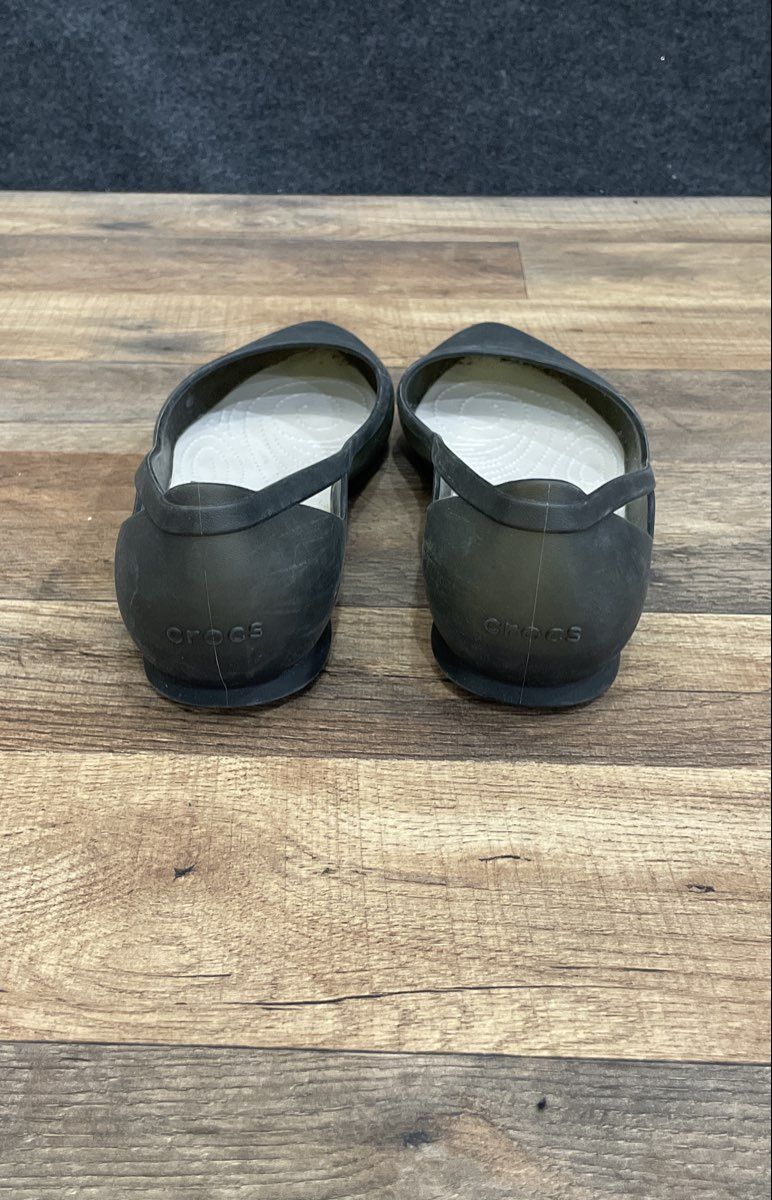 Crocs Rio Flat Black Translucent Pointed Toe Ballet Flats Women's Size 10