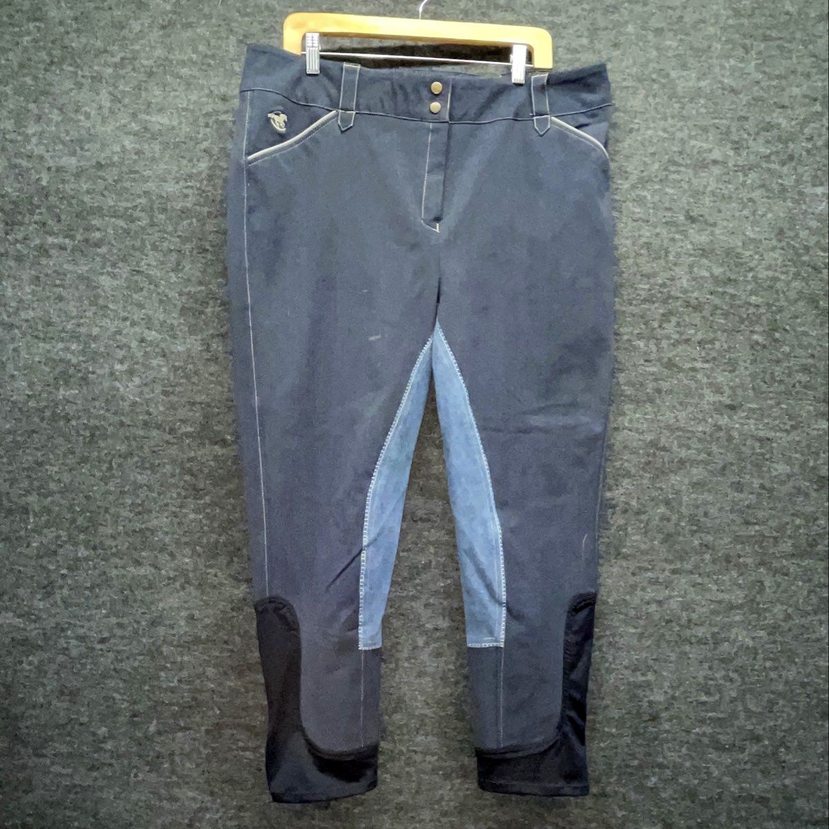 Piper Women's Equestrian Riding Breeches Blue Night Stone Full Seat Sz 44R