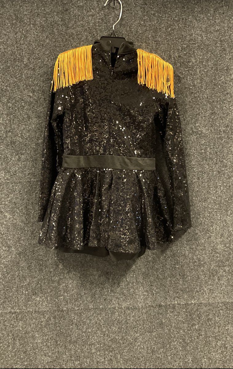 iEFiel Girls Black Sequin Circus Drum Major Dance Costume Dress Sz 10 NWT