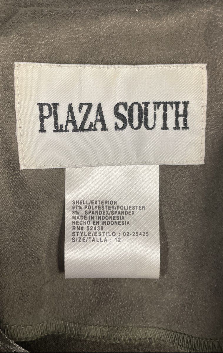 Plaza South Women's Sage Green Faux Suede Full Zip Jacket Vintage Y2K Sz 12