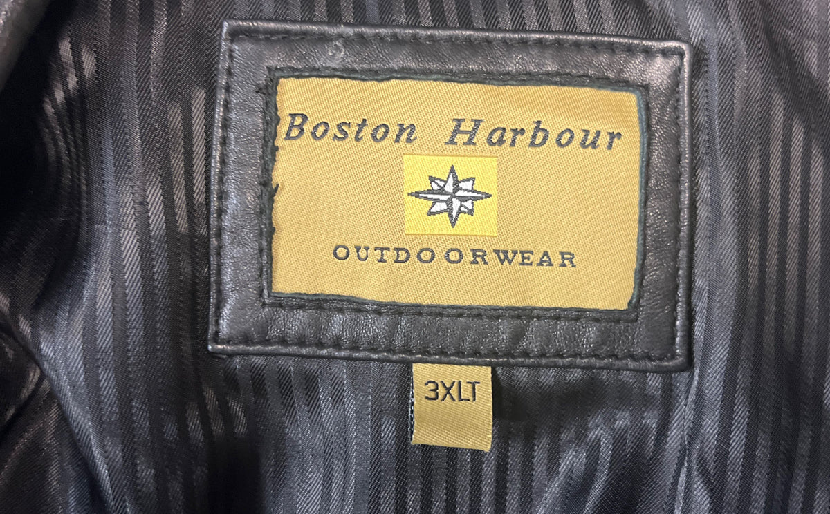 Boston Harbour Men's Black Leather Full Zip Outdoorwear Jacket Sz 3XLT