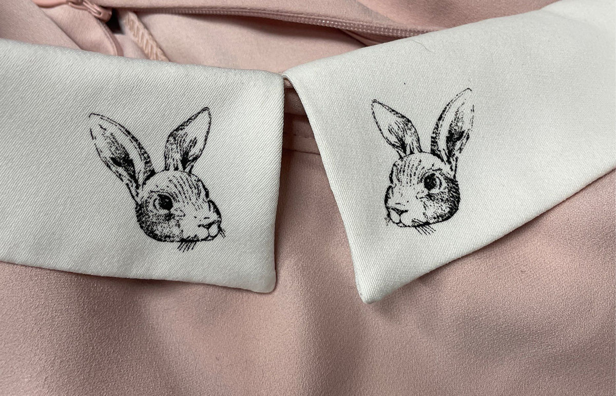 Victoria Beckham for Target Women's Blush Pink Bunny Collar Shift Dress Sz M