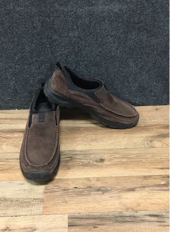 Lands' End Brown Suede Slip-On Moc Toe Comfort Walking Shoes Men's Size 11.5 D