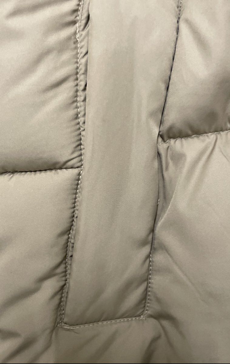 H&M Women's Tan Hooded Puffer Jacket Quilted Drawstring Hem Sz M
