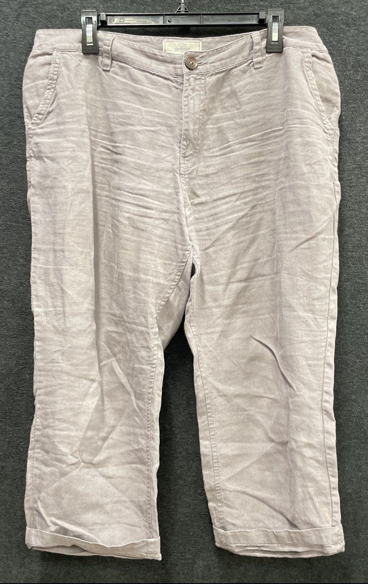 Fat Face Women's Baird McNutt Irish Linen Cropped Pants Dusty Lilac Sz 12