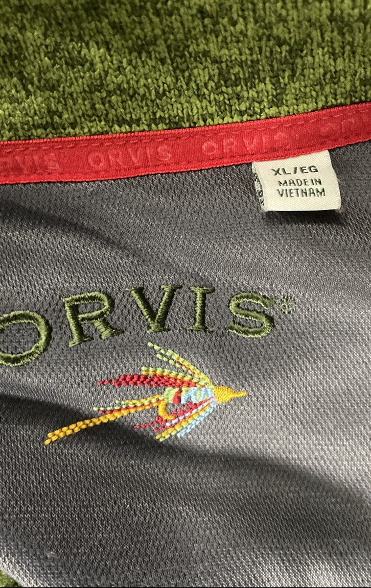 Orvis Men's Green Heathered Sweater Fleece Full Zip Vest Sz XL