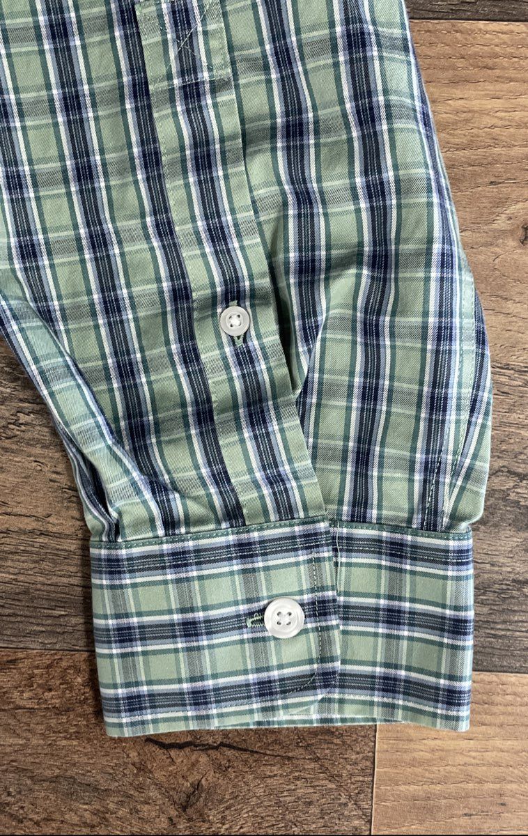 Duluth Trading Co Men's Wrinklefighter Shirt Green Blue Plaid Trim Fit Sz 2XLT
