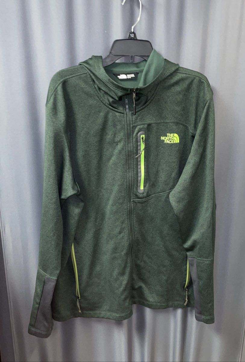 The North Face Men's Canyonlands Full Zip Hoodie Green Heather Fleece Jacket XL