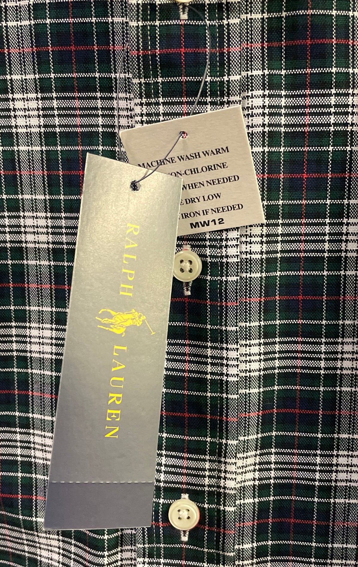 Ralph Lauren Men's Long Sleeve Plaid Button Down Shirt Green Navy Sz M NWT
