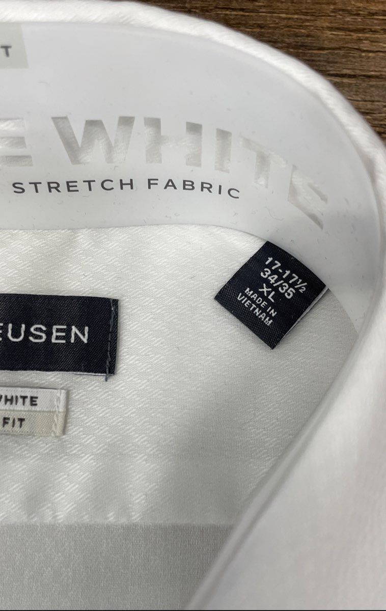 Van Heusen Men's White Extreme White Stainshield Stretch Dress Shirt Sz XL NWT
