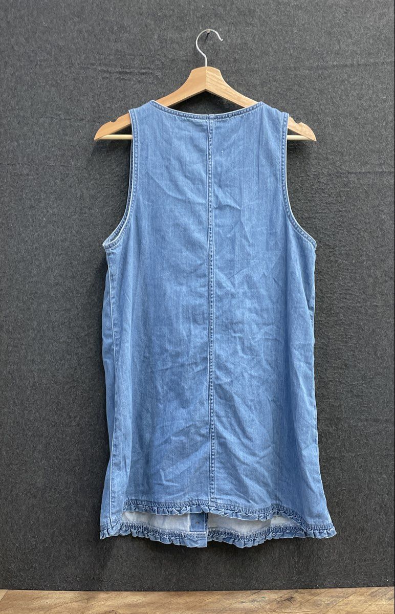 American Eagle Women's Chambray Button Up Dress Blue Ruffle Sz M