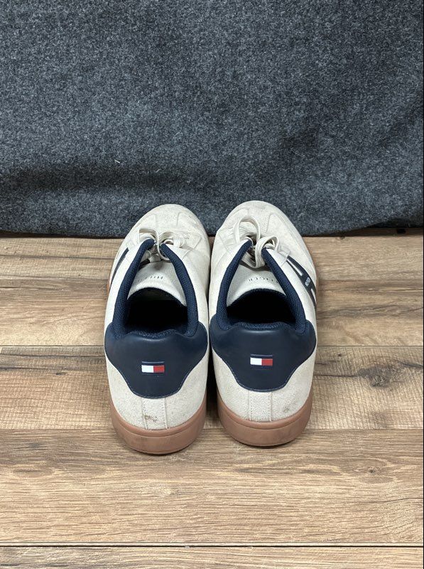 Tommy Hilfiger Lerge-R Off-White Beige Navy Low Top Sneakers Men's Size 12