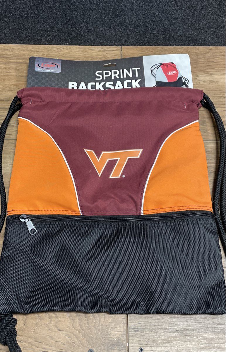 Logo Brands Virginia Tech Hokies Sprint Backsack Drawstring Bag Maroon NWT