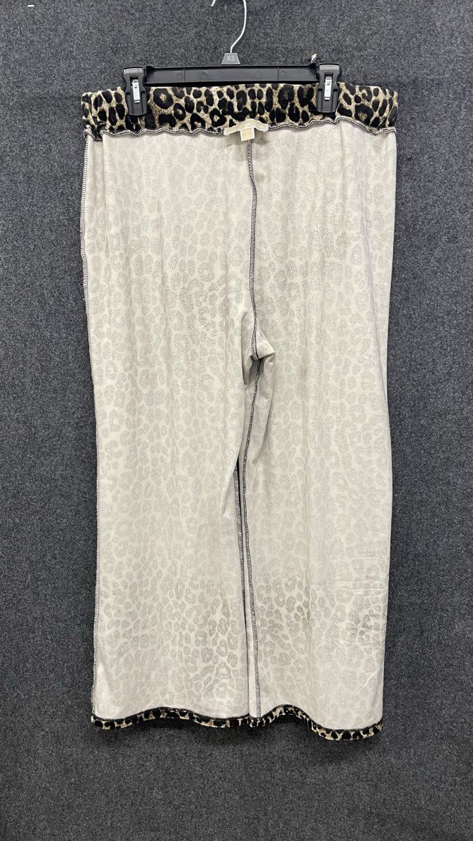 Michael Kors Women's Leopard Spotted Elastic Waist Wide Leg Pants Sz Large