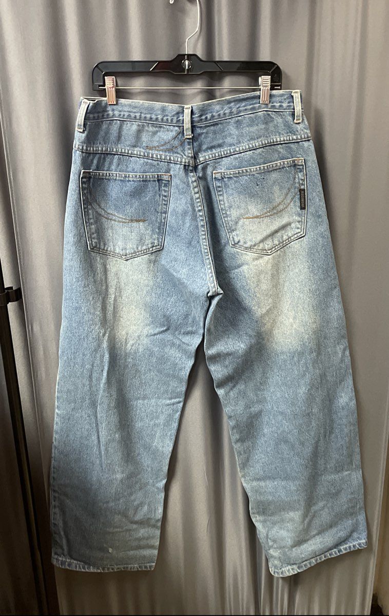 Vintage 90s Rocawear Men's Baggy Wide Leg Light Wash Blue Jeans Sz 34