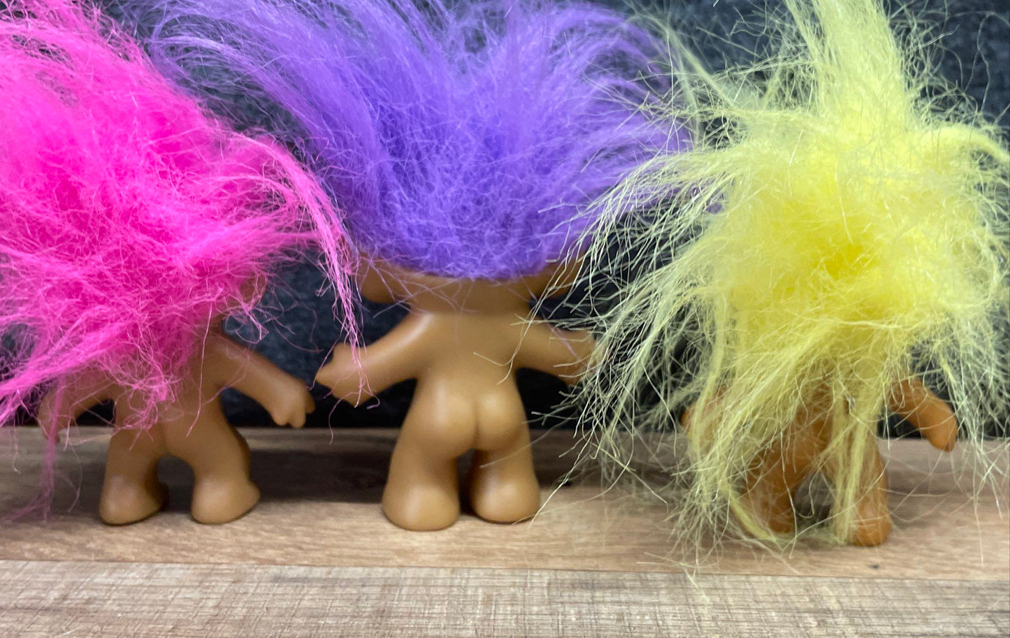 Vintage Good Luck Troll Dolls Lot of 6 Figures 1990s Jewel Belly Bright Hair