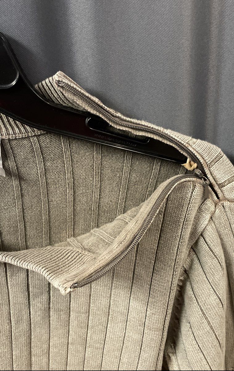 Armani Exchange Men's Gray Ribbed 100% Cotton Shoulder Zip Sweater Sz M
